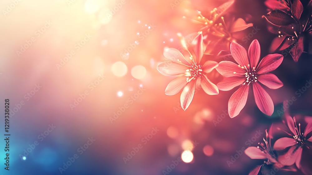 Delicate Pink Flowers Blossom in Soft Sunlight Delicate Pink Flowers Blossom in Soft Sunlight