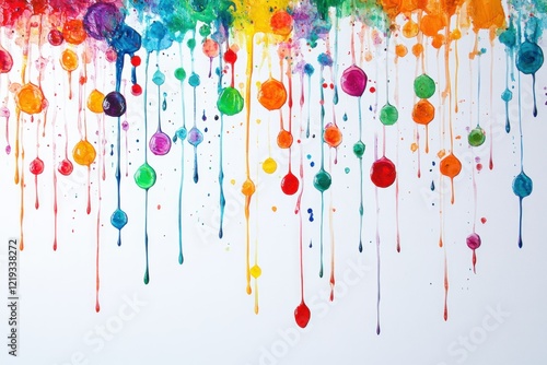 Wallpaper Mural Vivid Colorful Drips of Paint in Different Shades Creating an Artistic Background with Bright Splashes and Abstract Patterns on a Plain White Canvas Torontodigital.ca