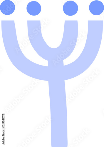 Simple abstract image of a candelabrum menorah with four lit candles