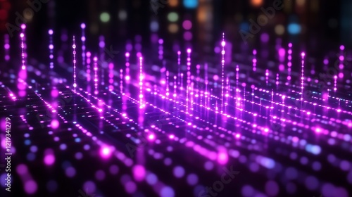 Vibrant Purple Light Streams  An Abstract Digital Artwork