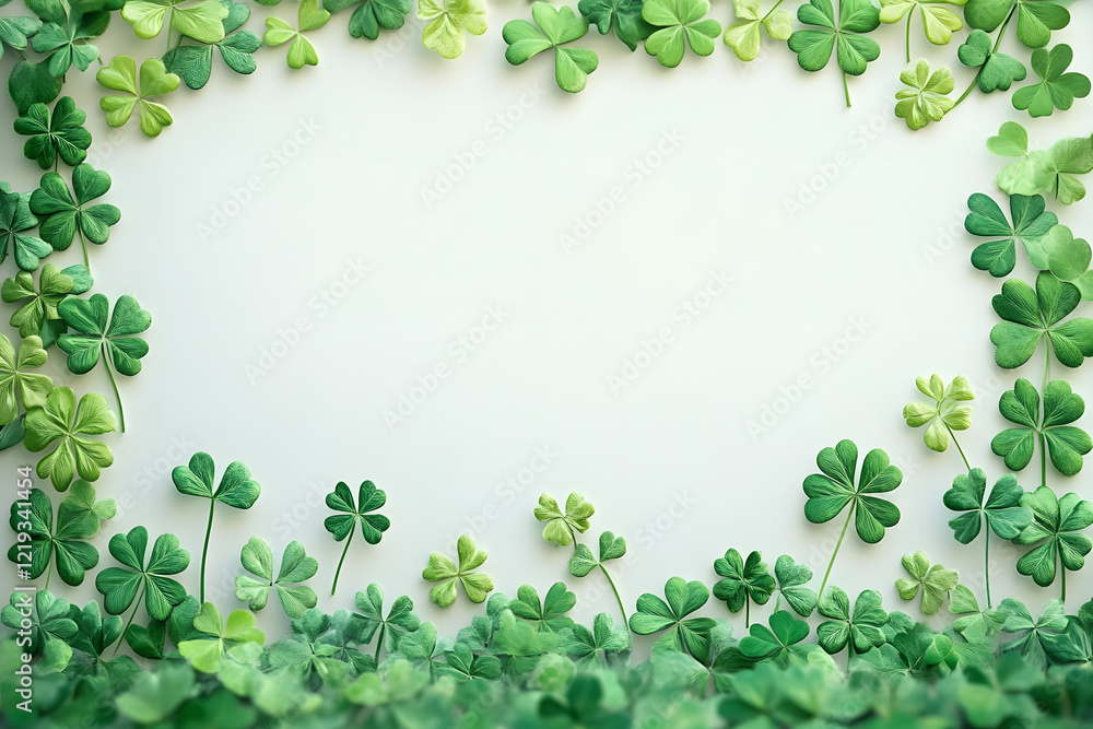Lucky Shamrock and Clover Border for a Festive St. Patrick s Day Design by Generative AI Lucky Shamrock and Clover Border for a Festive St. Patrick s Day Design by Generative AI