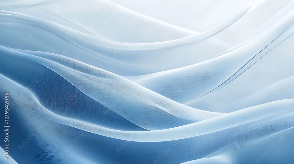Fototapeta premium Abstract Blue Fabric Waves Flowing Gently