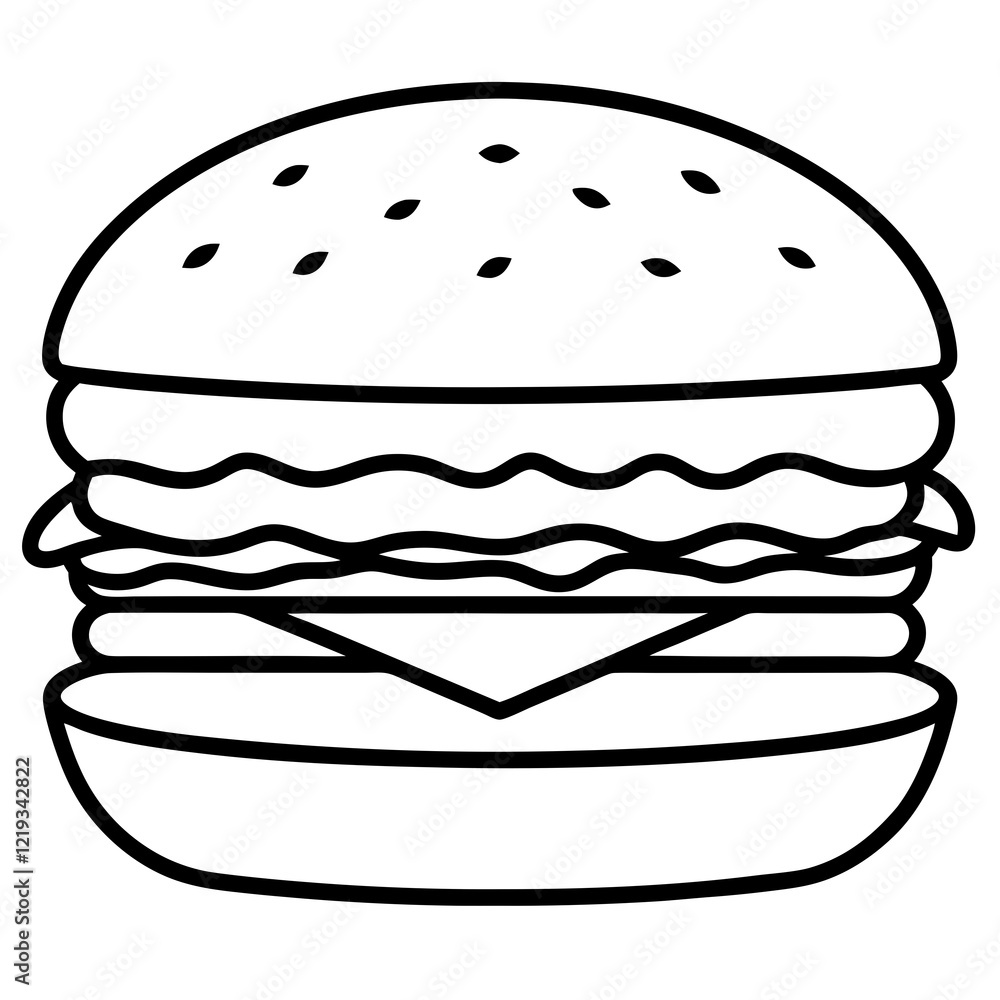 Minimalist Burger Line Art Vector Design Minimalist Burger Line Art Vector Design