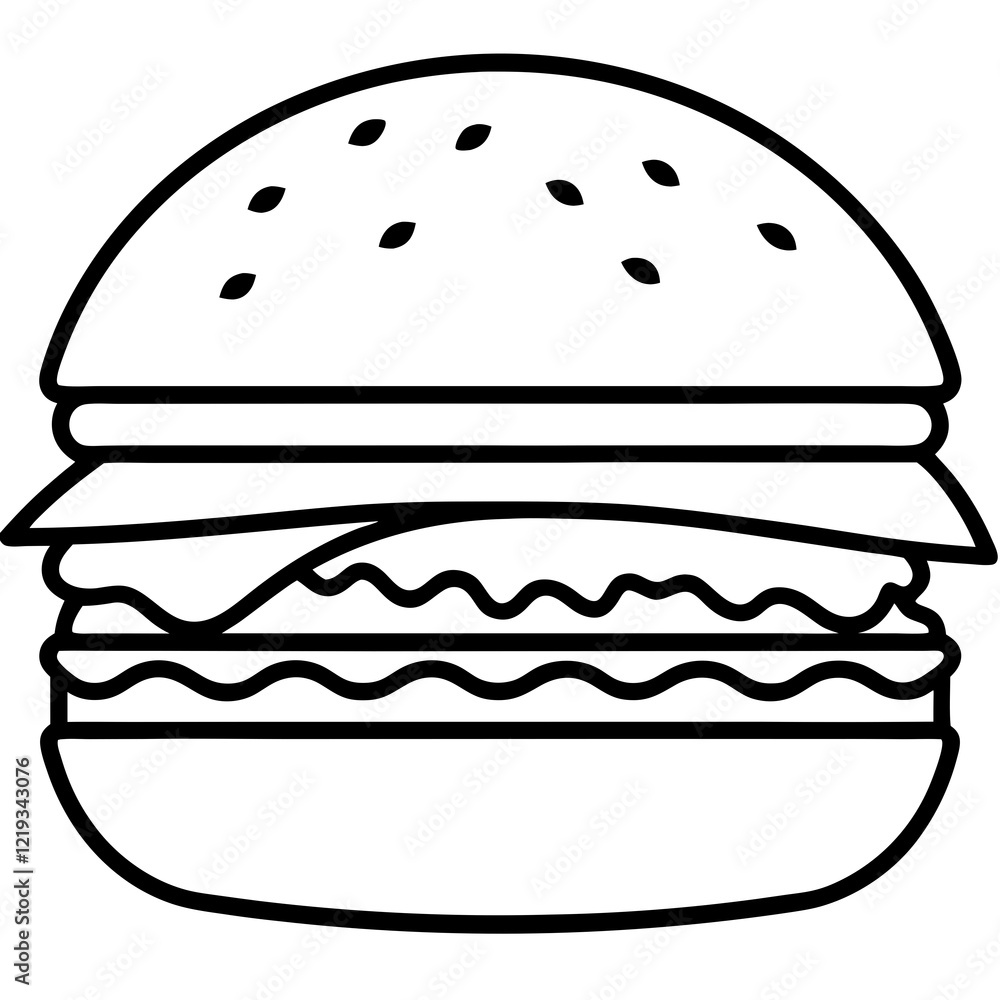 Minimalist Burger Line Art Vector Design Minimalist Burger Line Art Vector Design