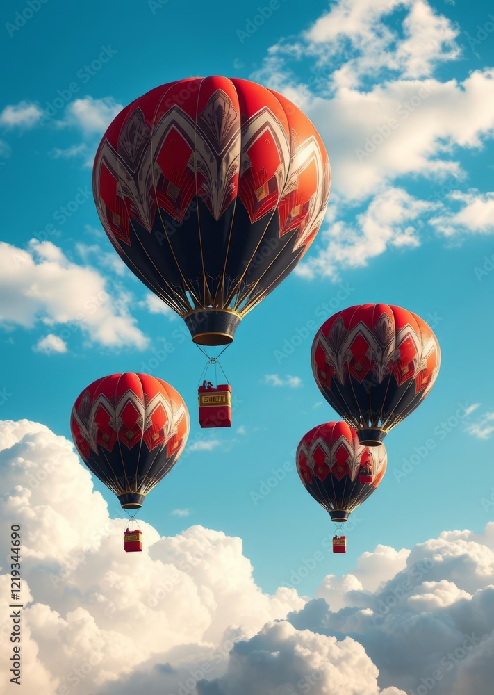 Obraz premium Balloons flying in the sky among the clouds festive background balloon background balloon background party holiday celebration decoration