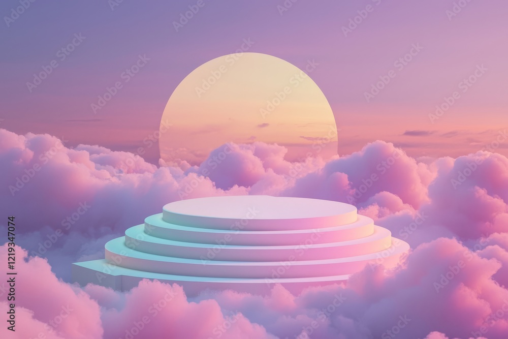 Obraz premium An elegant abstract podium set against a whimsical landscape.