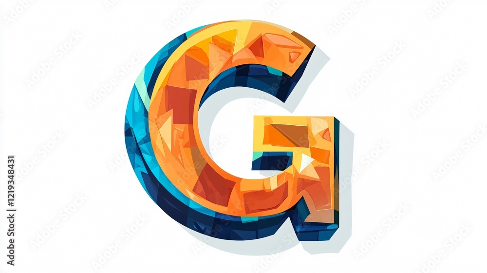 Fototapeta premium Creative Letter G Sticker Design with Wide Angle Centered Composition