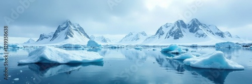 Wallpaper Mural Icebergs and snow-covered mountains in the distance, cold, snow, iceberg Torontodigital.ca