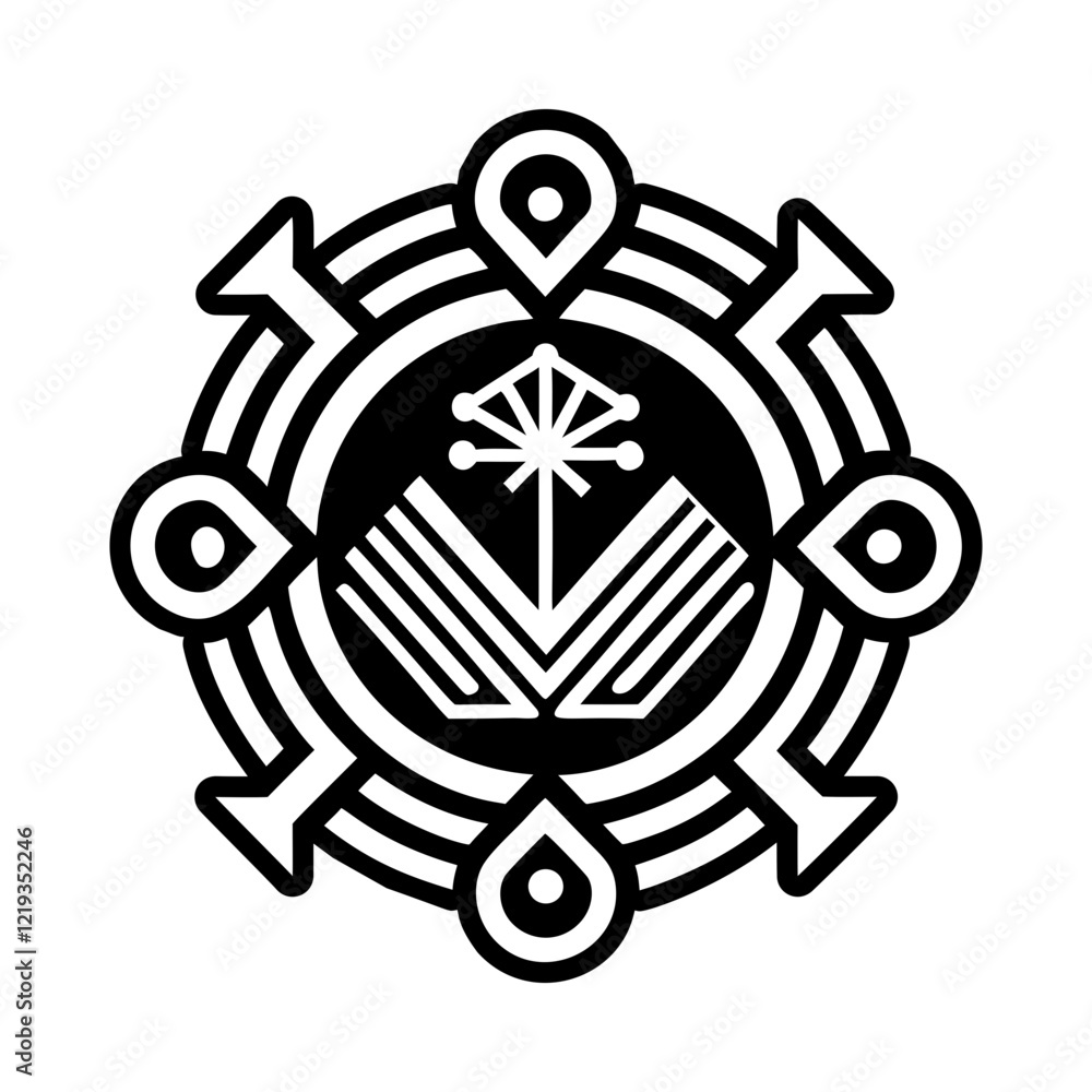 African knowledge symbol, glyph style icon African knowledge symbol, glyph style icon