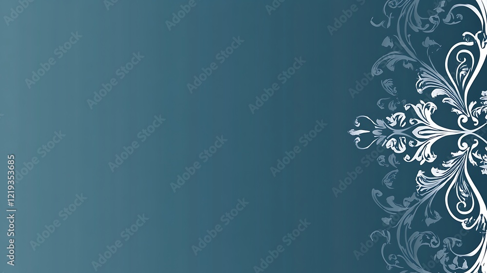 Elegant Teal Background with White Floral Design Elegant Teal Background with White Floral Design