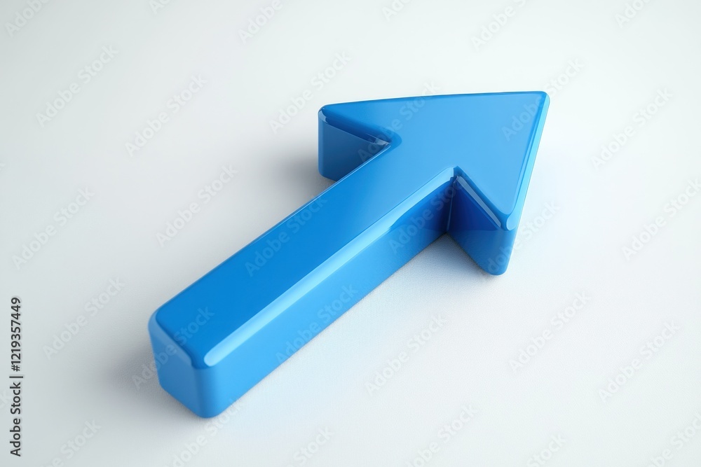 Blue 3D Arrow Pointer on Clean White Background Blue 3D Arrow Pointer on Clean White Background