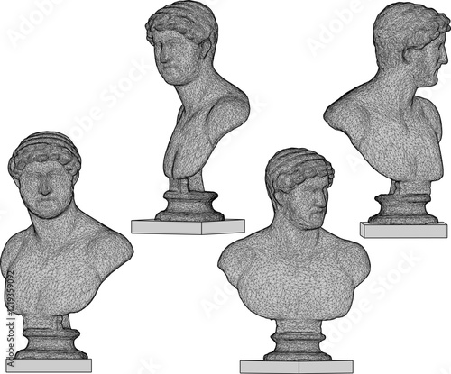 sketch vector illustration silhouette design statue half body philosopher thinker roman greek classic vintage ethnic europe