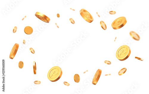 3d flying golden golden coins of Philippine Peso. Rich or casino luck concept. Precious expensive treasure. Stock vector illustration.	