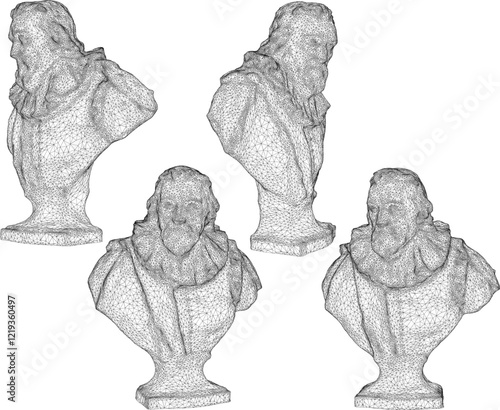 sketch vector illustration silhouette design statue half body soldier philosopher thinker roman greek classic vintage ethnic europe 