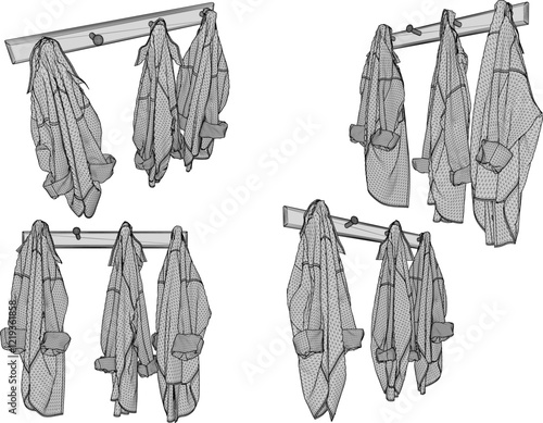 vector illustration design image of clothes rack hanger containing newly worn clothes