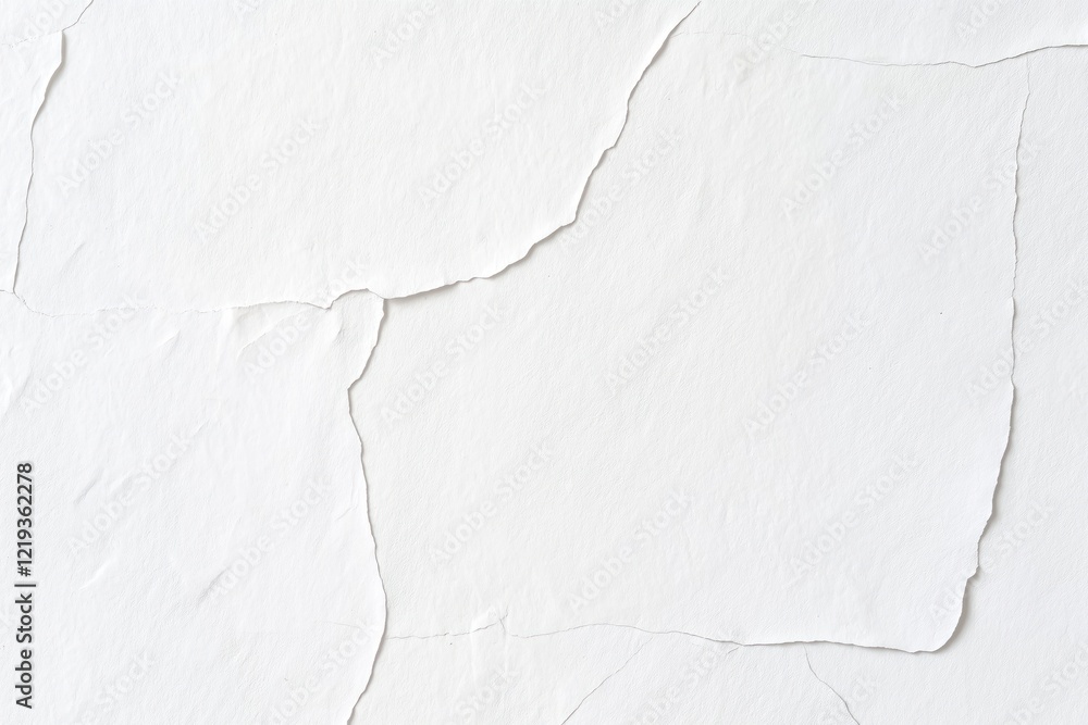Obraz premium White wall with cracks. Simple surface texture. Light gray color background. Abstract design. Ideal for background material. Elegant blank copy space. Perfect for various creative projects like