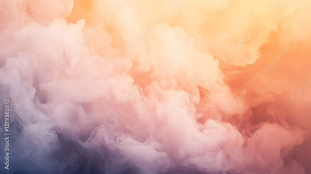 Naklejka premium Ethereal cloud formation at sunrise abstract art soft color palette dreamlike atmosphere wide angle serenity