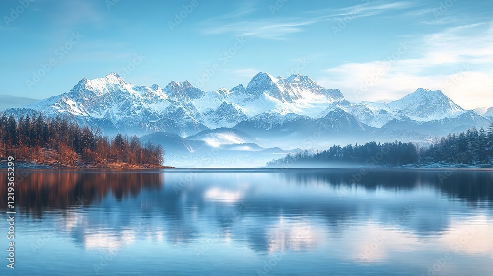 Snow-Capped Mountain Reflection in Clear Water Snow-Capped Mountain Reflection in Clear Water