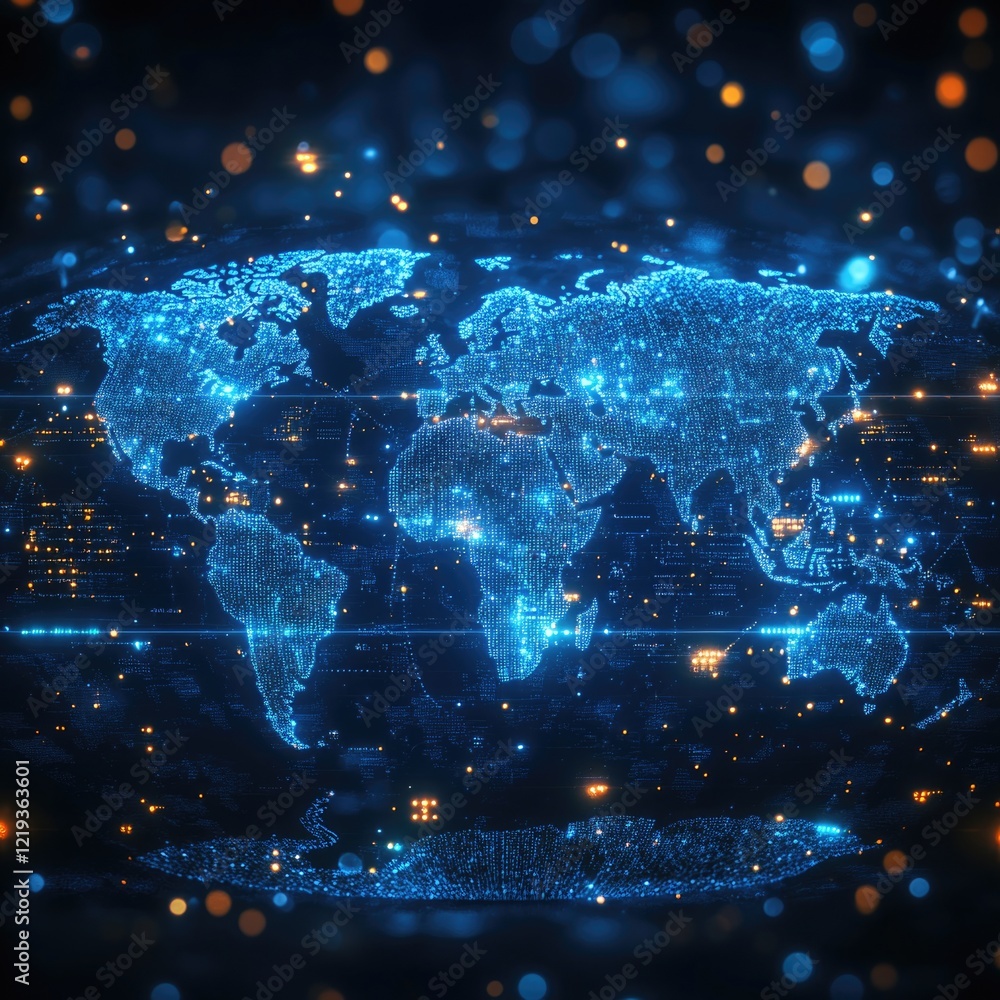 A world map on a dark background, great for presentations and reports A world map on a dark background, great for presentations and reports