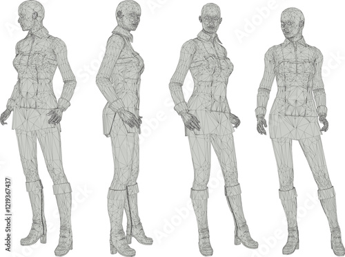 vector illustration of mannequin statue design with fashion clothes for display in a clothing store window   
