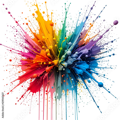 Vibrant Rainbow Paint Explosion Abstract Digital Art Background bold flow style vivid drops image   