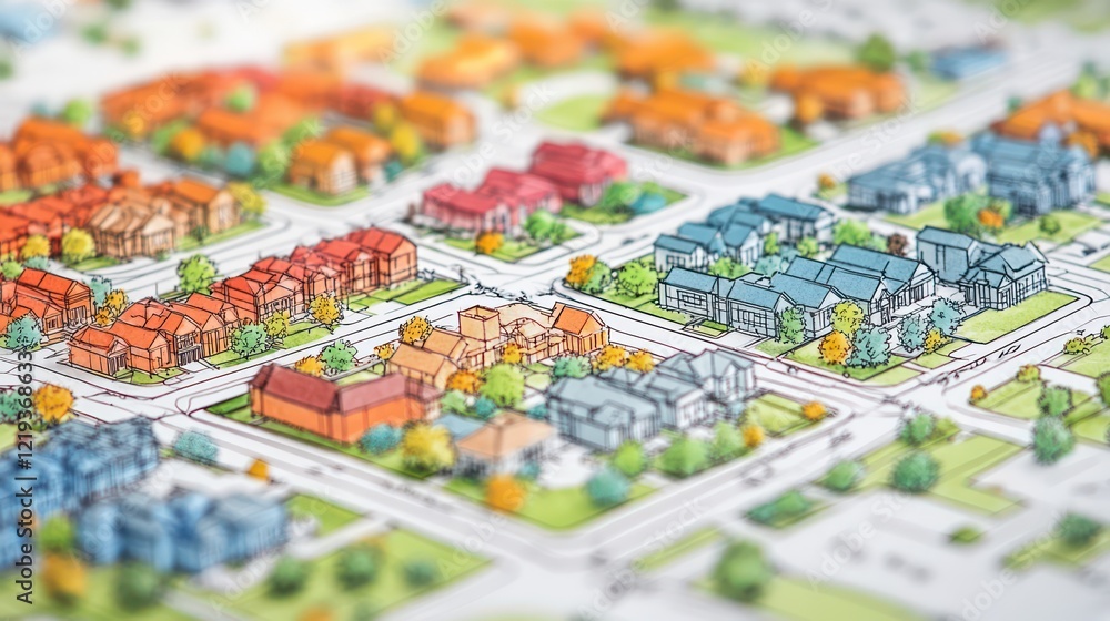 Fototapeta premium Vibrant Neighborhood Architectural Design Plan