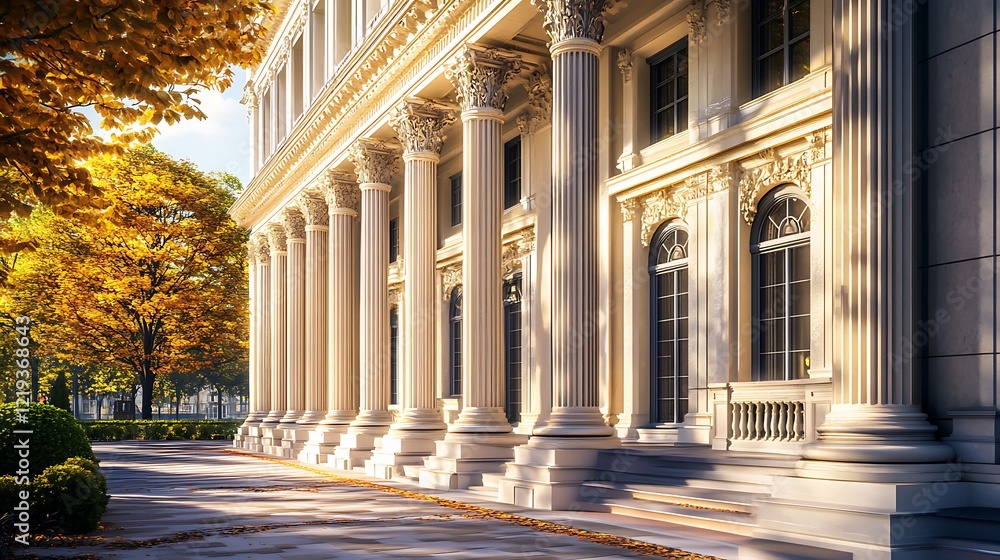 Obraz premium Ornate classical architectural refinements in decorative elegant designs with structural columns