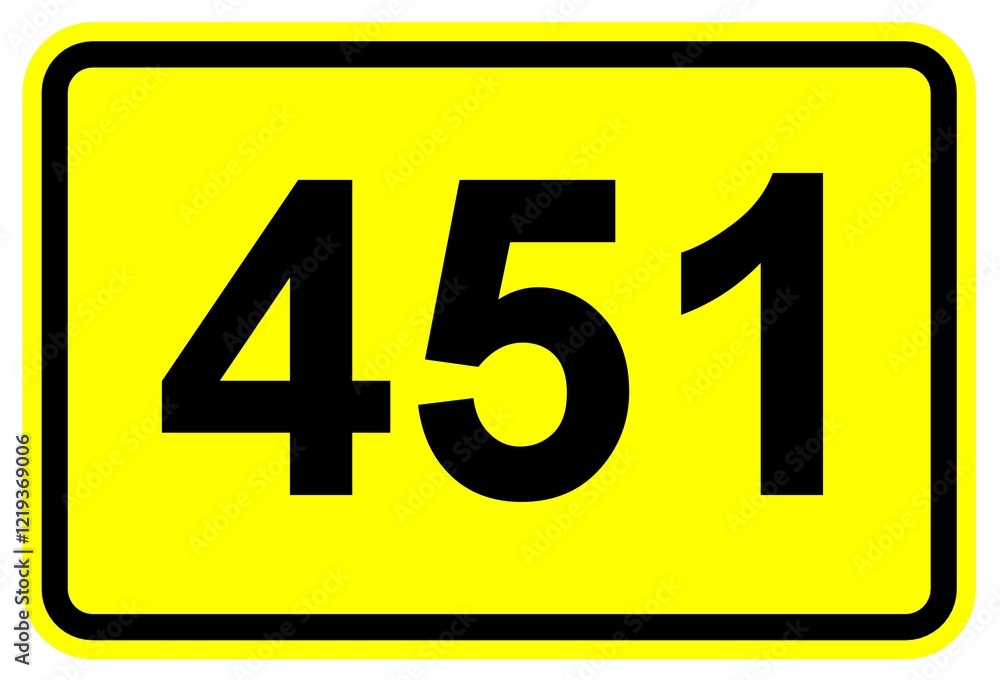 Illustration eines Schildes der Bundesstraße B 451 in Deutschland Illustration eines Schildes der Bundesstraße B 451 in Deutschland