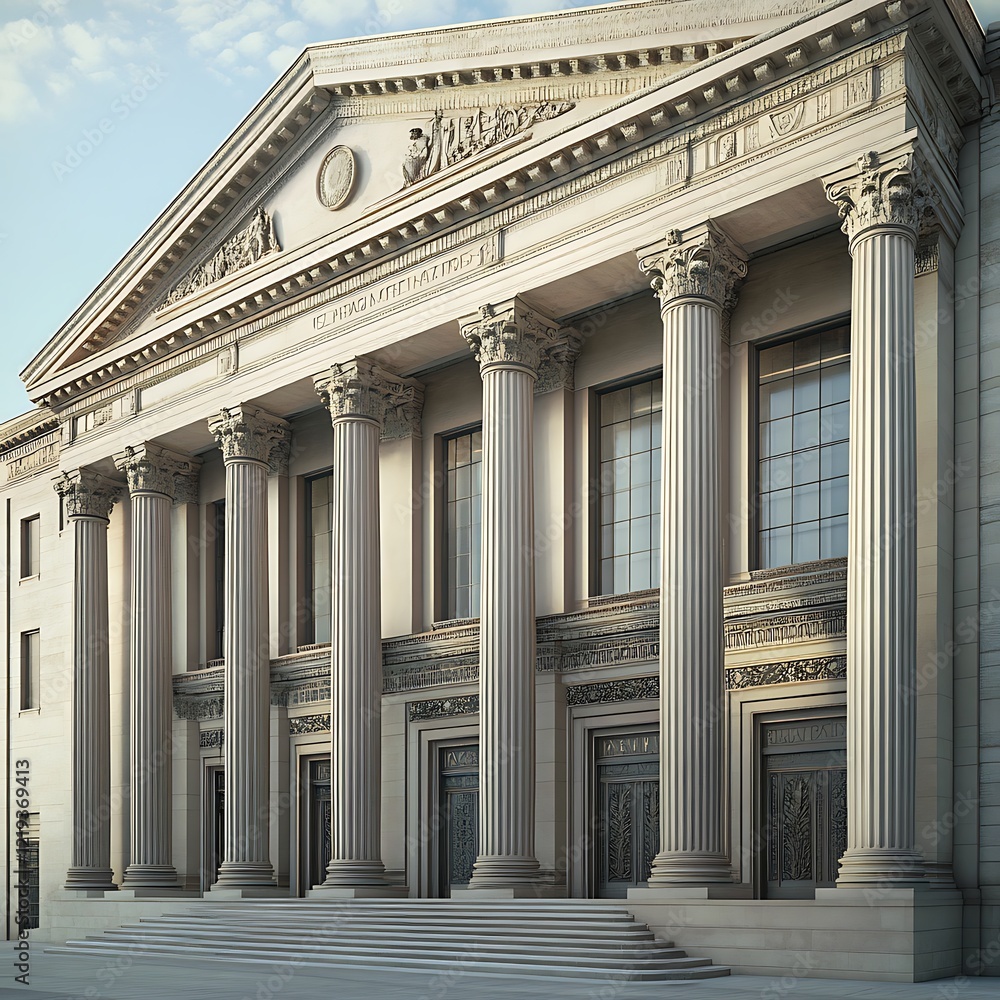 Fototapeta premium Ornate elegant classical architectural designs showcasing decorative columns with structural refinements