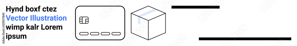 Rectangular text box with placeholder text, outline of a 3D cube, and two horizontal lines. Ideal for design, technology, architecture, presentations, minimalism creativity modern graphics. Landing Rectangular text box with placeholder text, outline of a 3D cube, and two horizontal lines. Ideal for design, technology, architecture, presentations, minimalism creativity modern graphics. Landing