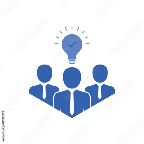 leadership innovation or expert insight icon. concept of aha moment skill or development service success. flat cartoon trend smart people meeting logotype