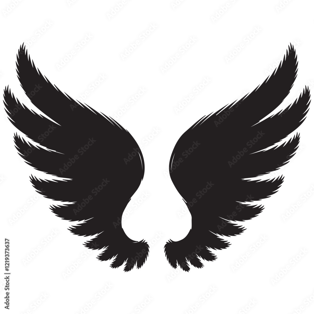 Fototapeta premium Angel or bird wings silhouette Vector illustration isolated on white background.