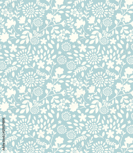 Pale Blue Floral Seamless Pattern – Soft Background Design
