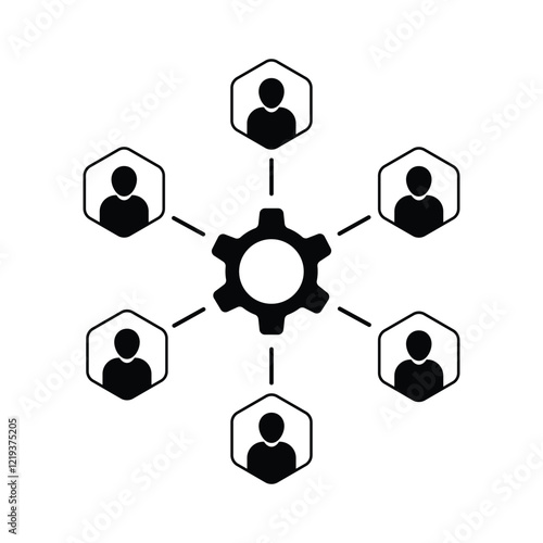 group of people like joint development or partnership. metaphor of human resources or recruitment and corporate culture. flat trend simple cogwheel with