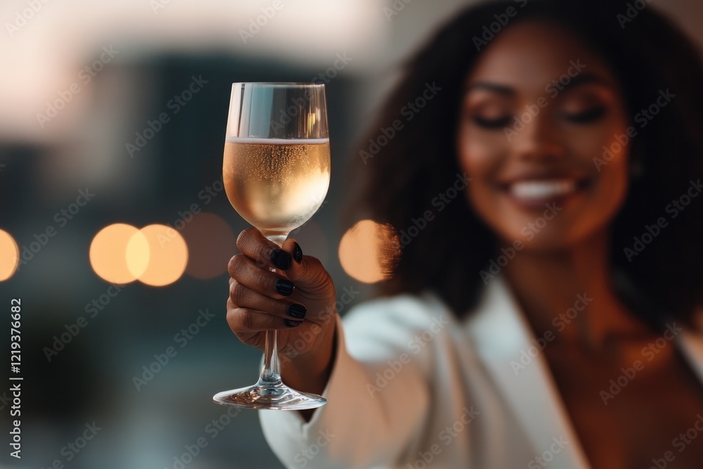 Joyful celebration captured in warm tones, showcasing smiling wo Joyful celebration captured in warm tones, showcasing smiling wo
