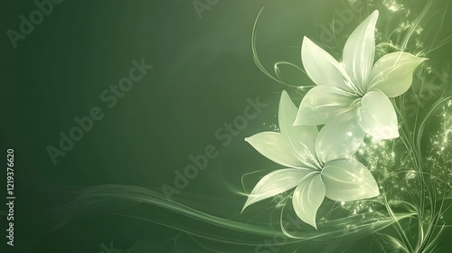 Delicate Luminescent Lilies on a Dark Green Background