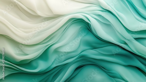 Wallpaper Mural Abstract teal and cream fabric waves. Torontodigital.ca
