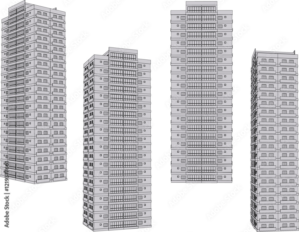 Fototapeta premium vector illustration of modern apartment hotel building construction design