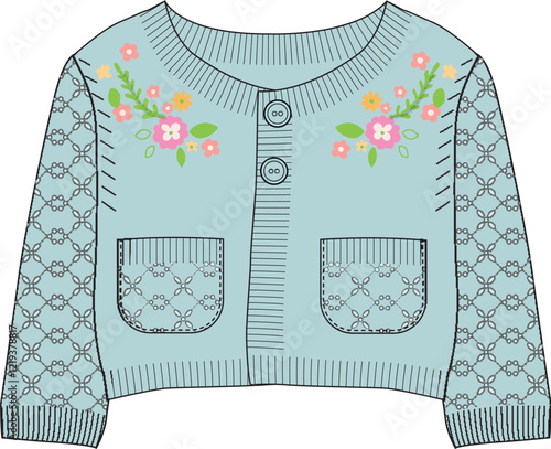 Floral Embroidered Sweater – Girls Knitted Kidswear Design
