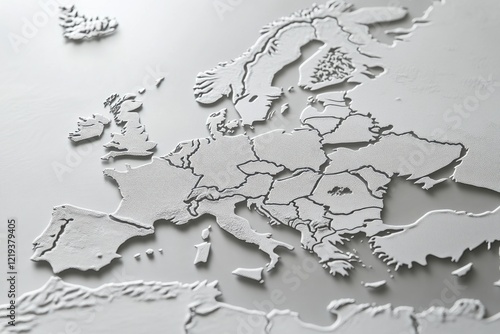 A detailed view of the European continent, highlighting major countries and borders