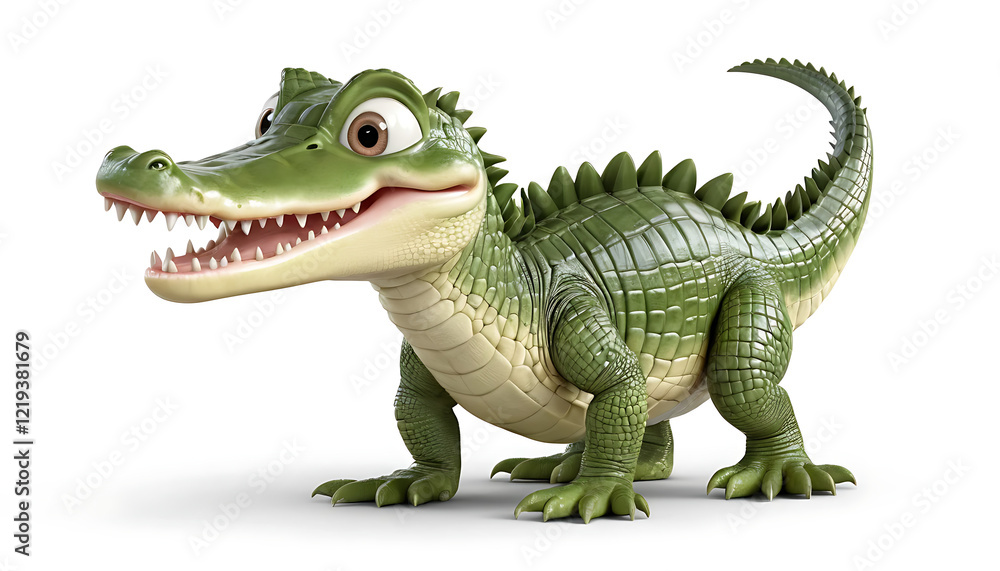 Fototapeta premium Adorable Cartoon Alligator 3D Render Illustration
