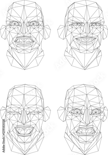 vector sketch design collection of human facial expressions  