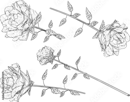 vector sketch design of a rose flower with poisonous thorns
