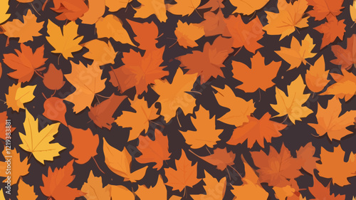 Orange autumn leaves fallen on the ground close up. Background texture for background curtains or matching. Background for banner, background or texture for 3D mapping