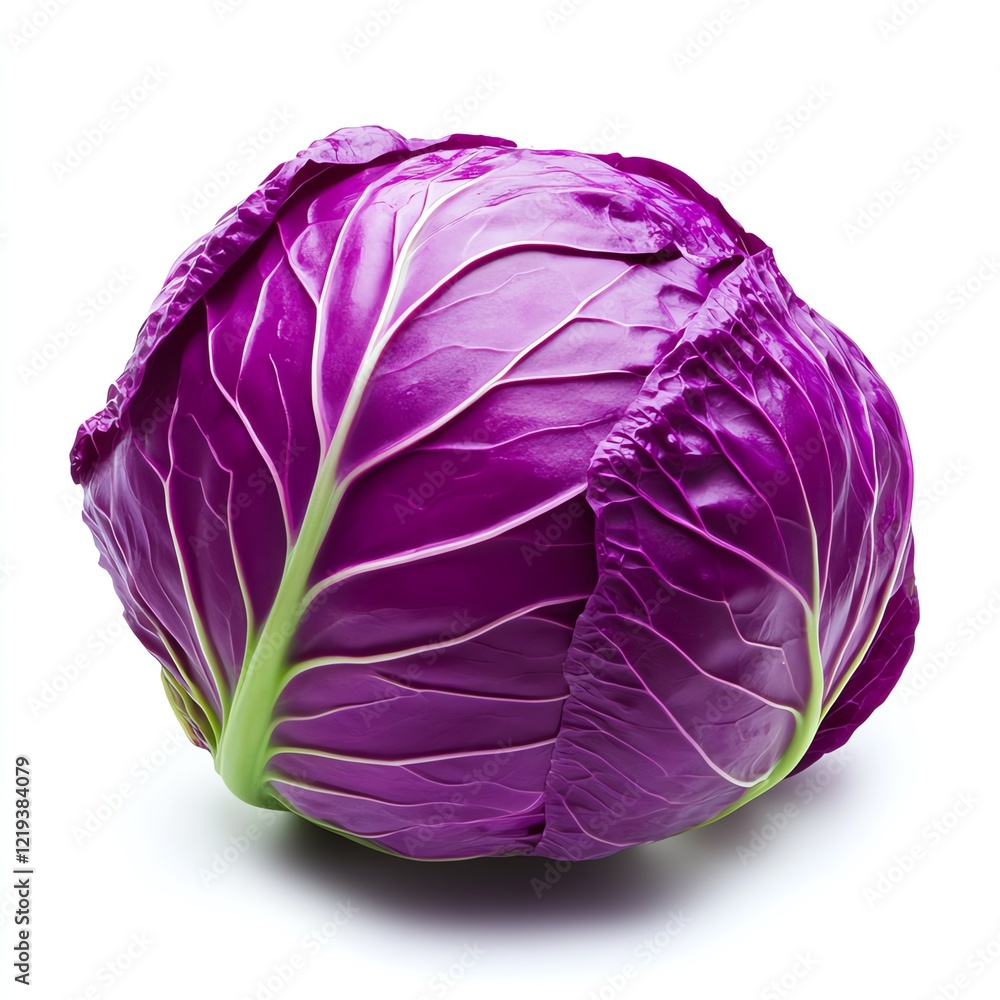 Obraz premium Fresh purple cabbage on a bright background, highlighting its vibrant color and unique texture.