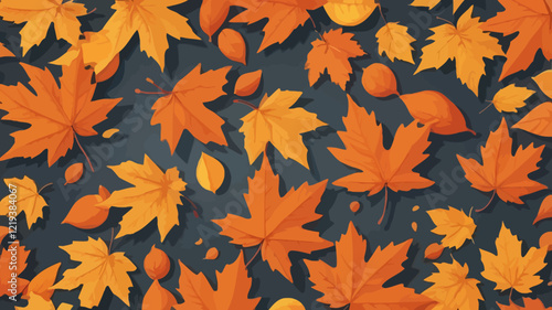 Orange autumn leaves fallen on the ground close up. Background texture for background curtains or matching. Background for banner, background or texture for 3D mapping