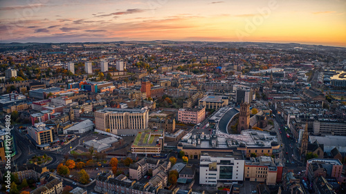 Aerial View of Dundee, Scotland, United Kingdom in Autumn