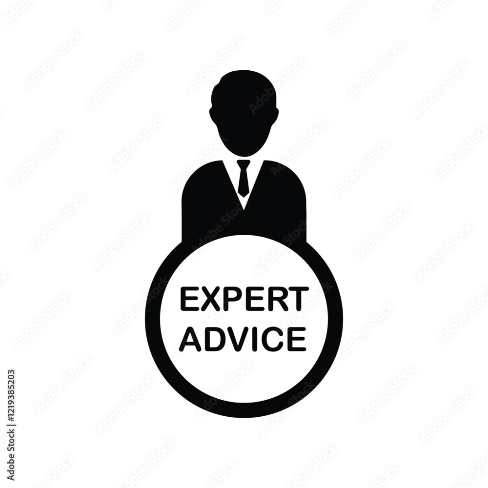 Expert advice icon. Business person presentation of expert advice word flat vector icon. Decision support. Employment services icon. Professional suggestion. Expert advice icon. Business person presentation of expert advice word flat vector icon. Decision support. Employment services icon. Professional suggestion.