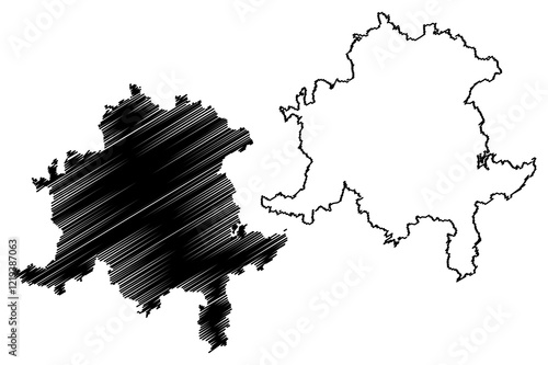 Saalfeld-Rudolstadt district (Federal Republic of Germany, rural district, Free State of Thuringia) map vector illustration, scribble sketch Saalfeld Rudolstadt map photo