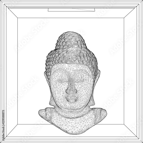 Vector sketch illustration of buddha head statue decoration design of wisdom 